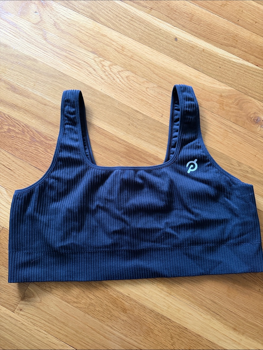 Peloton Black Ribbed Scoop Sports Bra